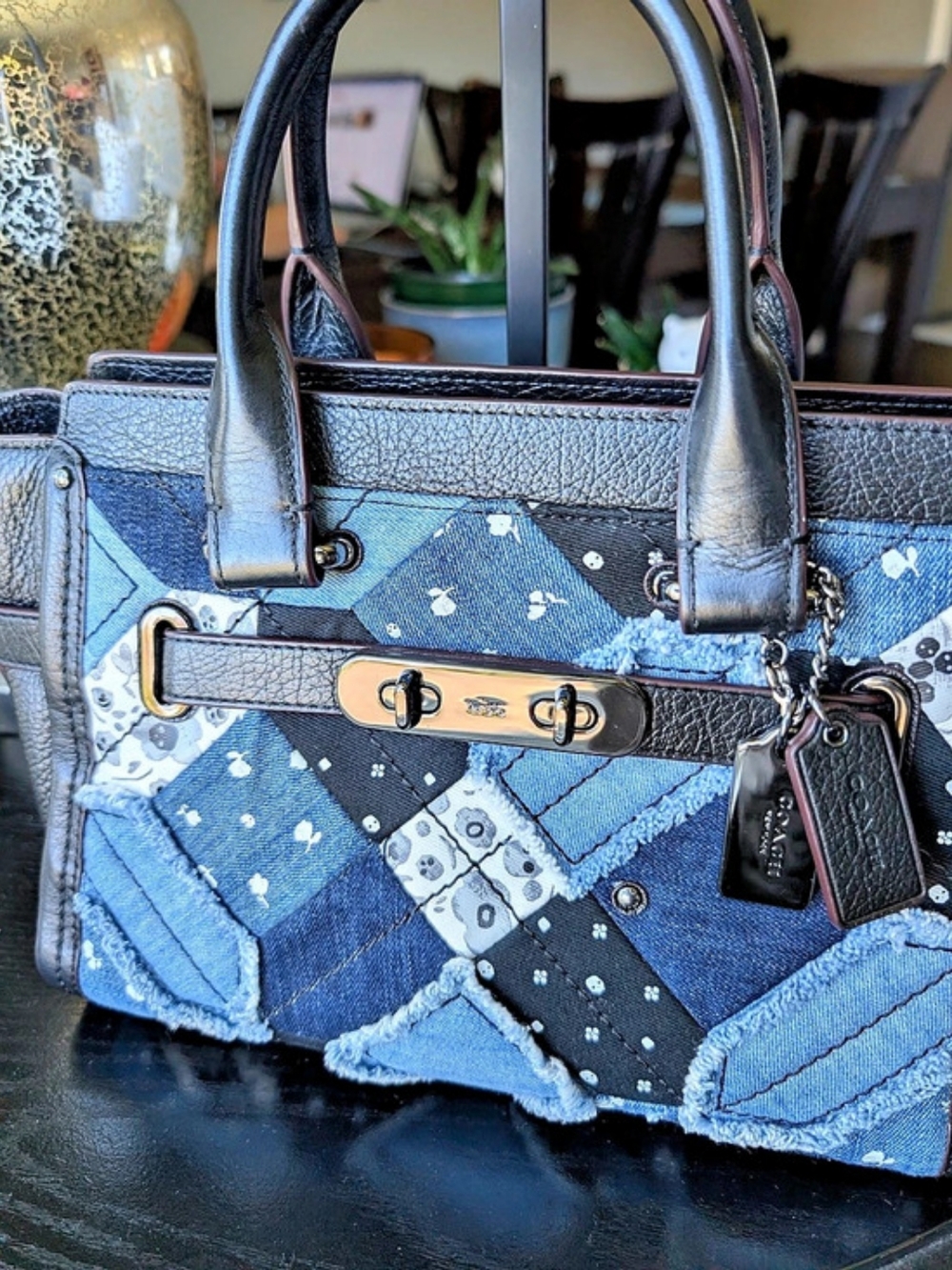 Coach Swagger 27 in Canyon Quilt Denim Satchel